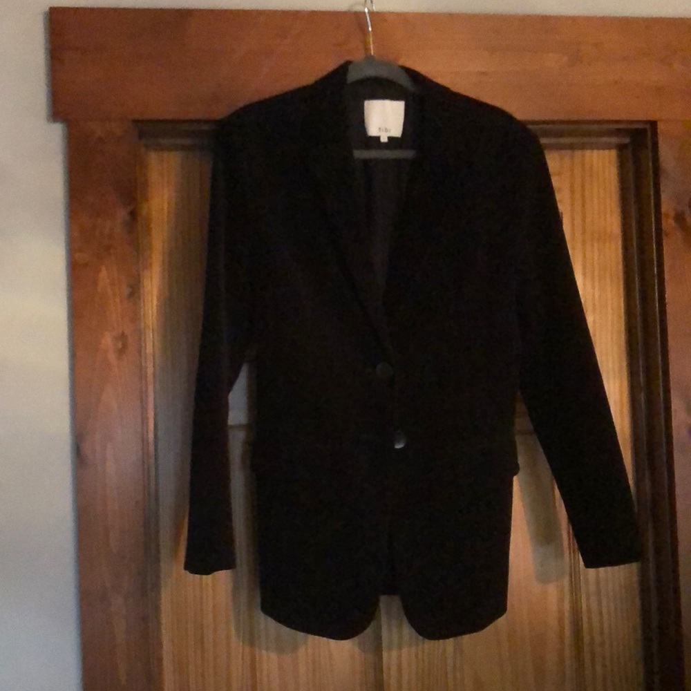Tibi black velvet moleskin back laced blazer. Small